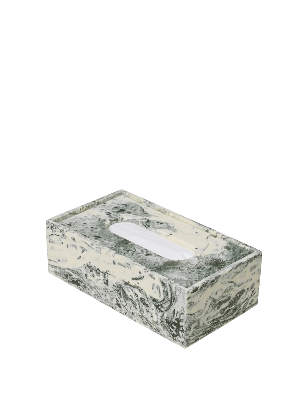 MIST TISSUE BOX - EMERALD OFF - WHITE