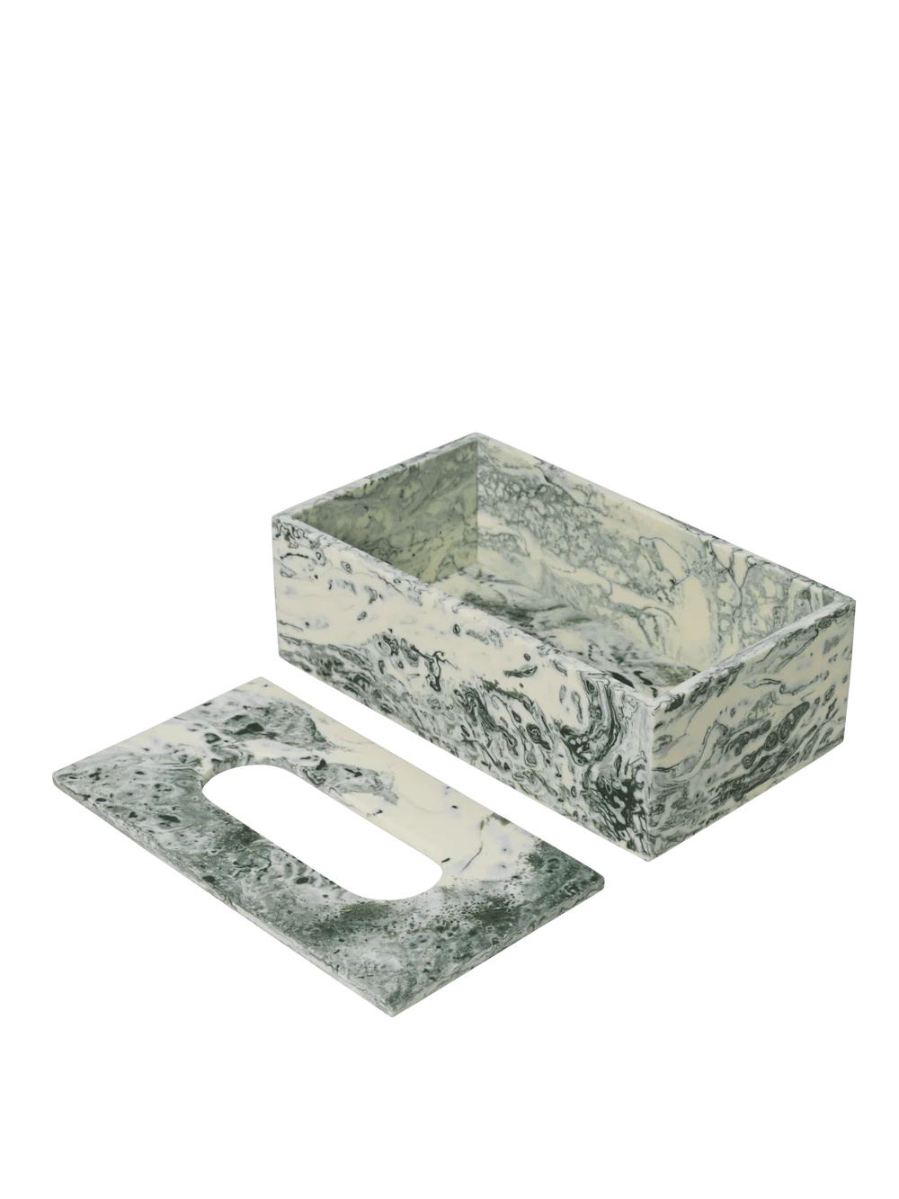 MIST TISSUE BOX - EMERALD OFF - WHITE