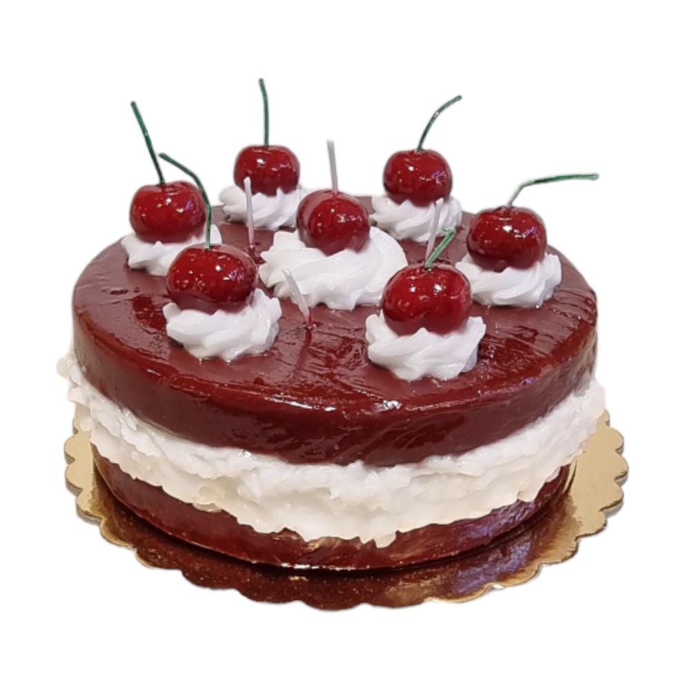 Wax candle cheesecake cherry
