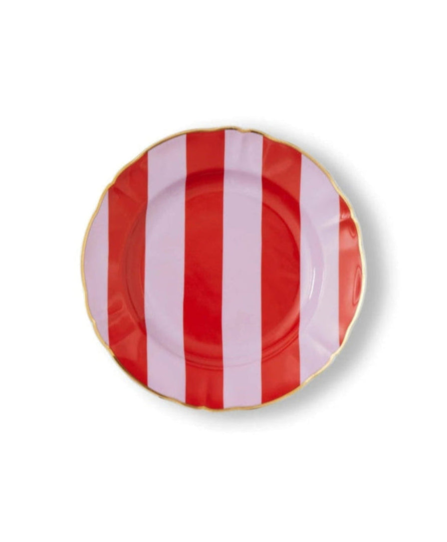 Striped dessert plate