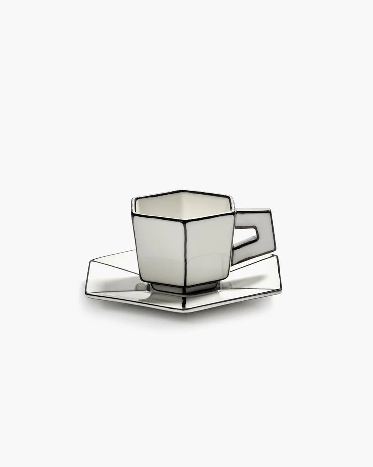Espresso cup with saucer white - black Carte Blanche