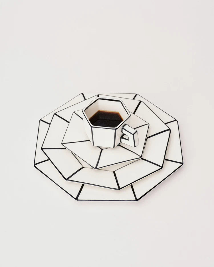Espresso cup with saucer white - black Carte Blanche