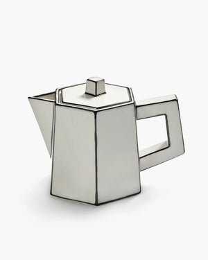 Tea pot white - black carte blanche 