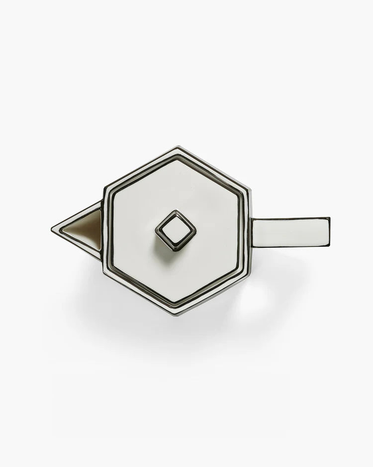 Tea pot white - black carte blanche 