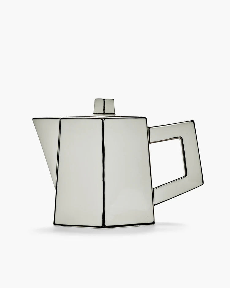 Tea pot white - black carte blanche 