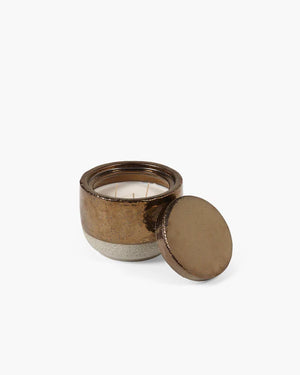 Scented candle M gold Charred Santal