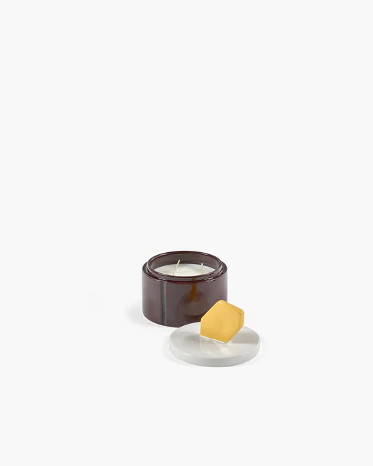 Scented candle M Burgundy - Yellow candela 03