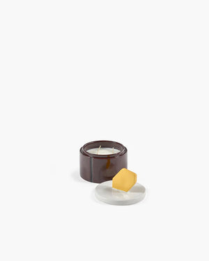 Scented candle M Burgundy - Yellow candela 03