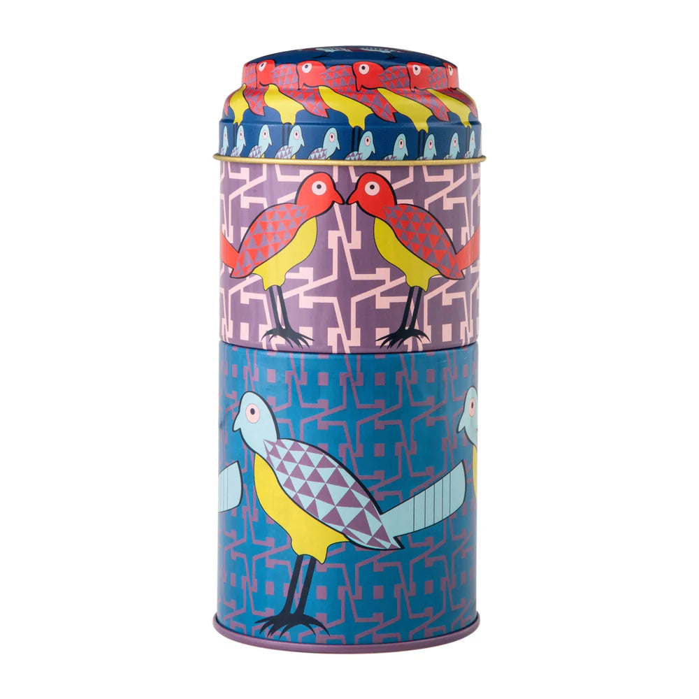 TIN BOX WITH  COFFEE CUP 90ML - BIRDS OF PARADISE