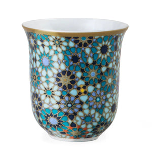 TIN BOX WITH 2 COFFEE CUPS PORCELAIN MOUCHARABIEH BLUE - 90 ML