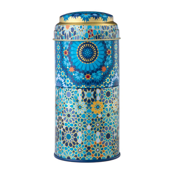 TIN BOX WITH 2 COFFEE CUPS PORCELAIN MOUCHARABIEH BLUE - 90 ML