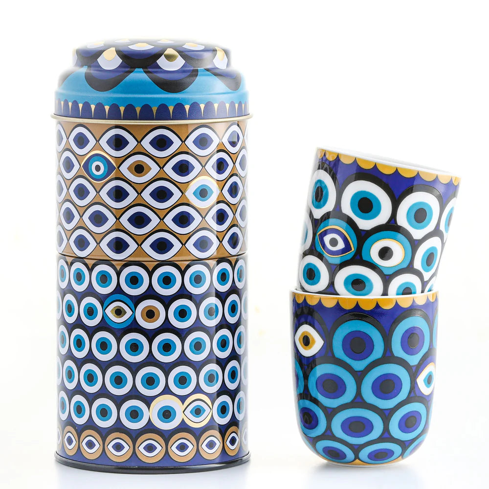 TIN BOX WITH 2 COFFEE CUP 90ML - ZARQA