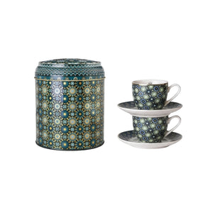TIN BOX WITH 2 COFFEE CUPS & SAUCER ANDALUSIA - 90 ML