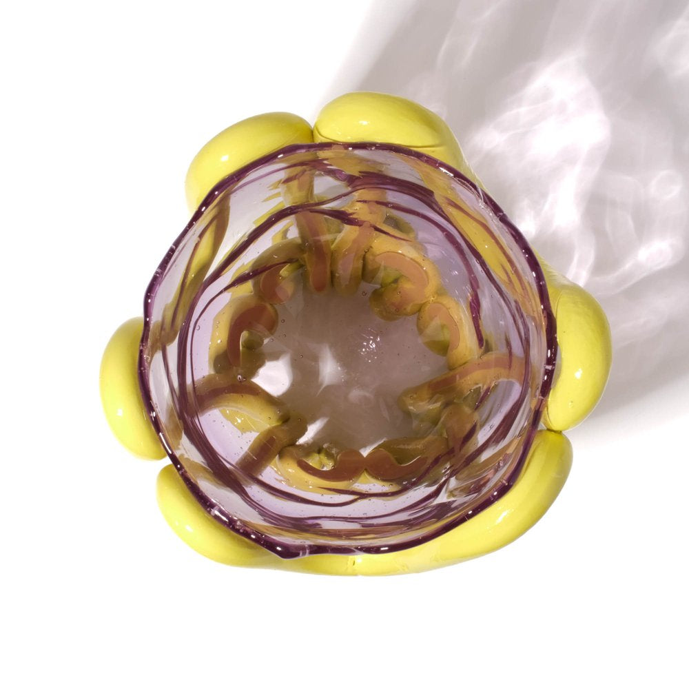 Indian Summer Vase XL - Clear Lilac And Matt Fluo Yellow