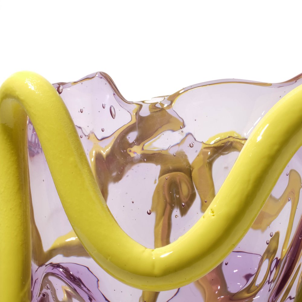 Indian Summer Vase XL - Clear Lilac And Matt Fluo Yellow
