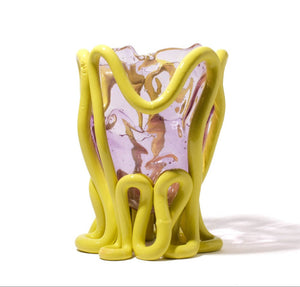 Indian Summer Vase XL - Clear Lilac And Matt Fluo Yellow