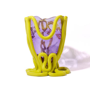 Indian Summer Vase XL - Clear Lilac And Matt Fluo Yellow