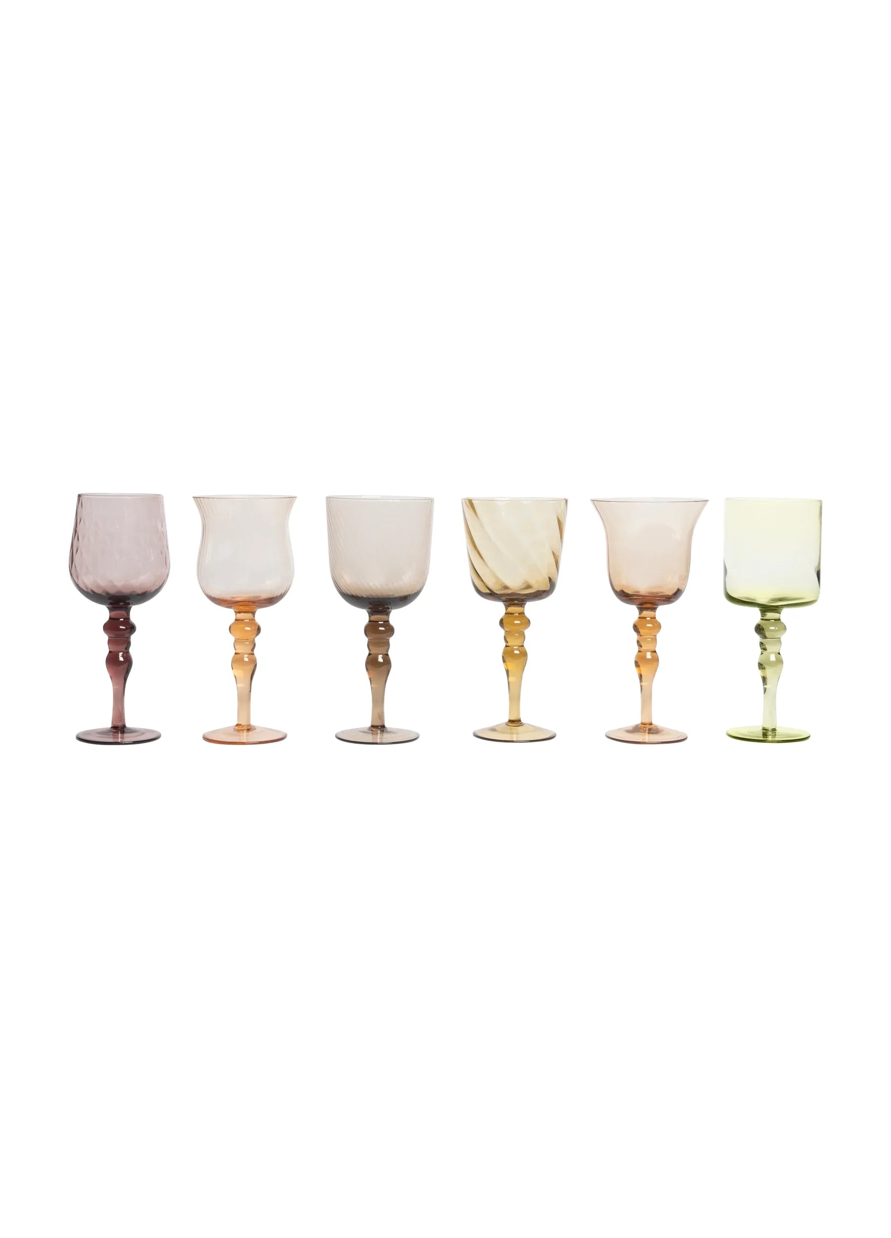 Set of 6 goblets texture amber/pink nuances