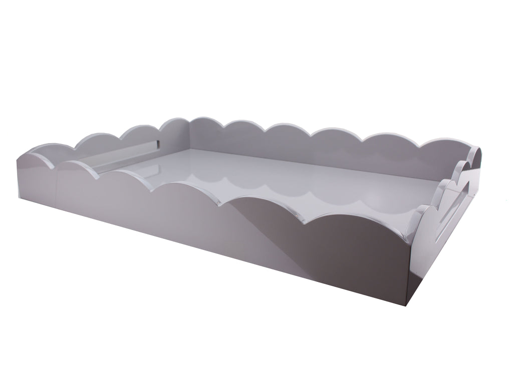 Chiffon grey large lacquered scallop ottoman tray