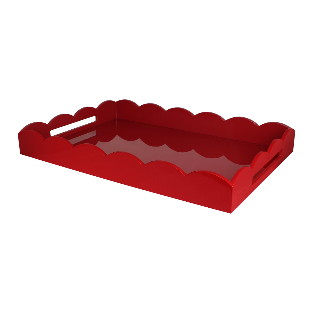 Burgundy large lacquered scallop ottoman tray