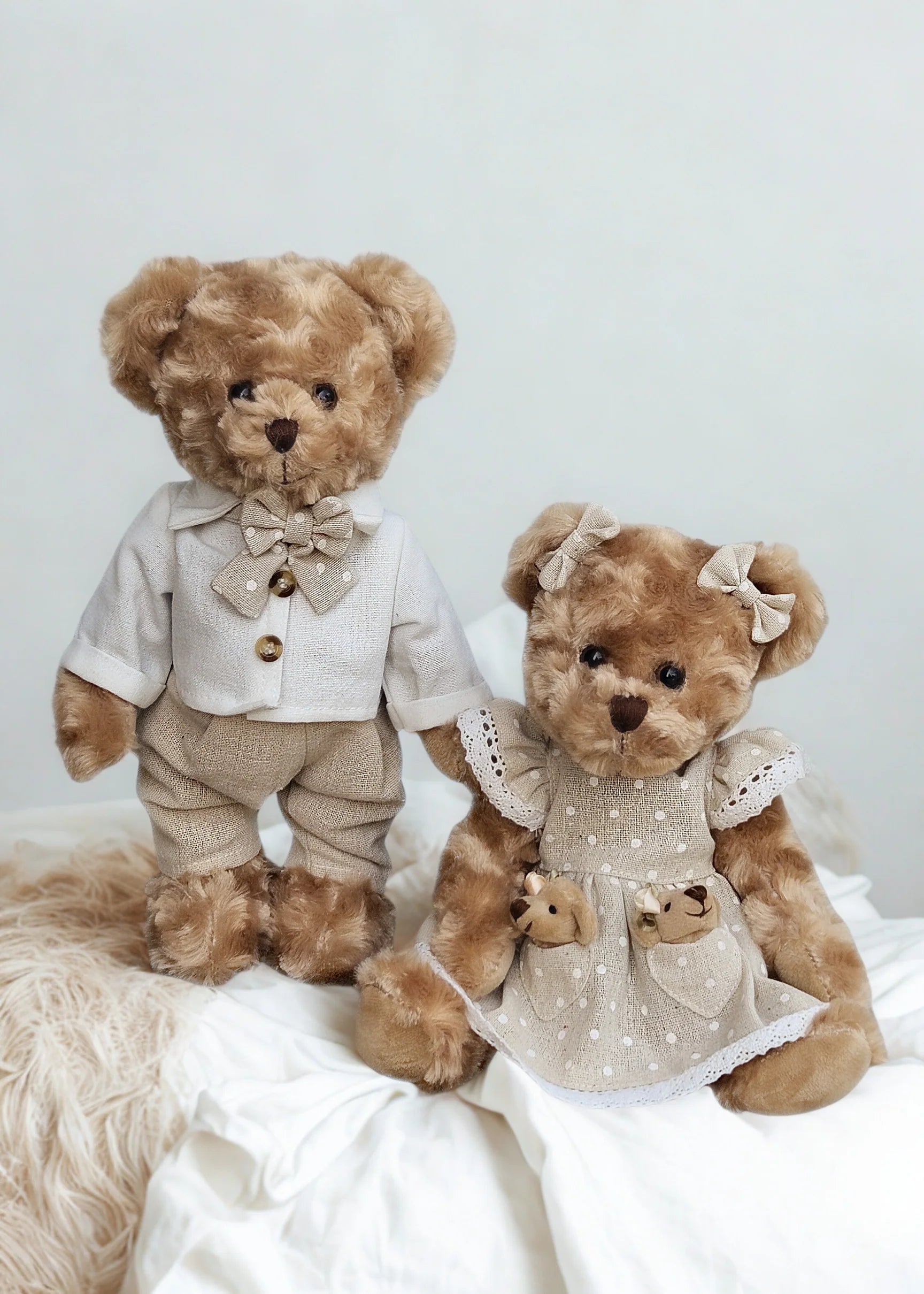BEAR OUTFIT BEIGE LINEN 30CM
