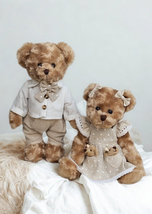BEAR OUTFIT BEIGE LINEN 30CM