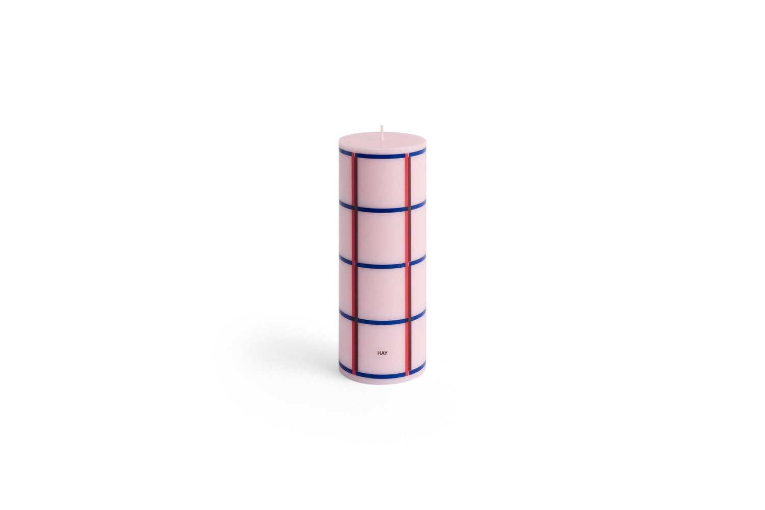 Column candle medium light pink, red, bordeaux and dark blue