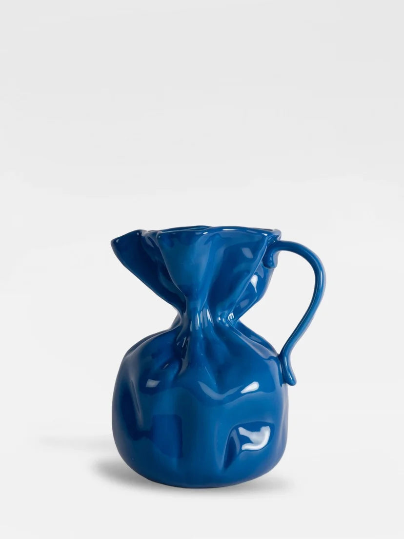 Vase crumple blue