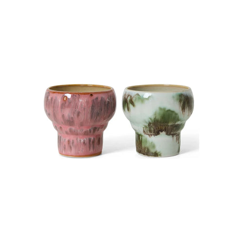 70s Ceramic Lungo Mugs, Expression (set of 2)