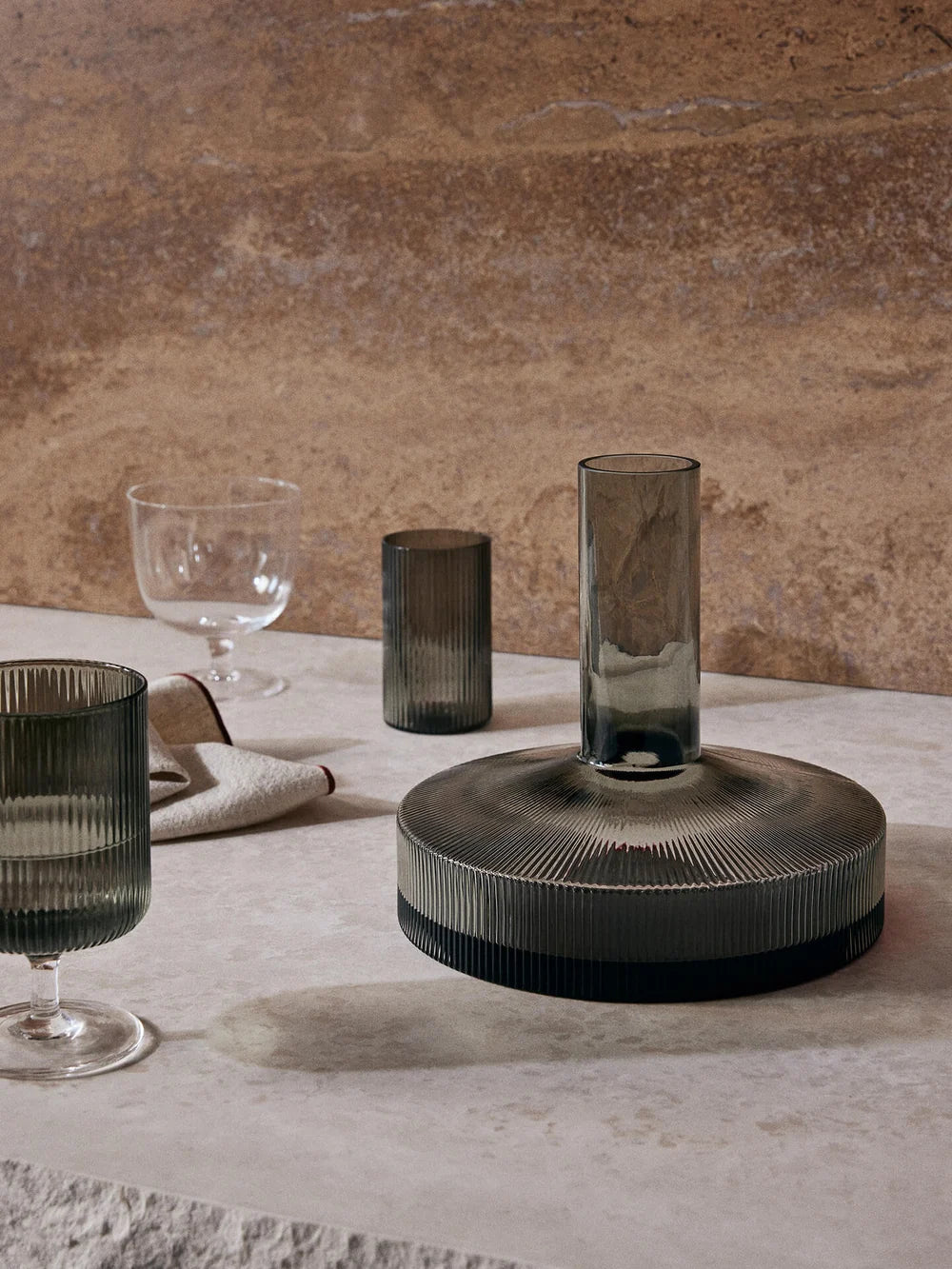 Ripple Wine Carafe - Smoked Grey