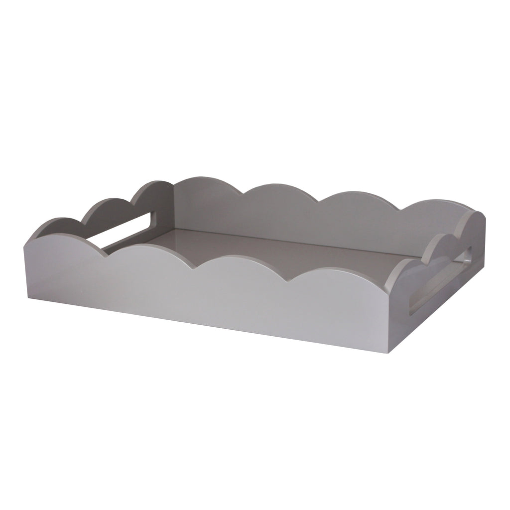 Chiffon grey medium lacquered scallop ottoman tray